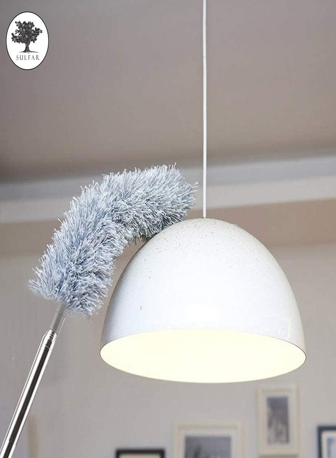 الكبريت منفضة غبار السقف من الألياف الدقيقة ذات المقبض الطويل من سلفار، مزودة بعصا قابلة للتمديد من 30 إلى 100 بوصة وفرشاة رأس مرنة مضادة للخدش لتنظيف خيوط العنكبوت العالية وعصي مراوح السقف العالية. - Image 4